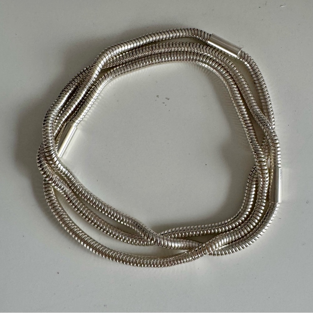 NWOT Silver Plated Three Strand Bracelet Size Small